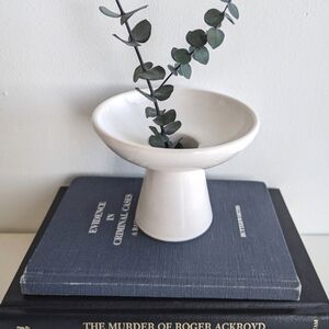 White footed ceramic vase or Pilar candle holder